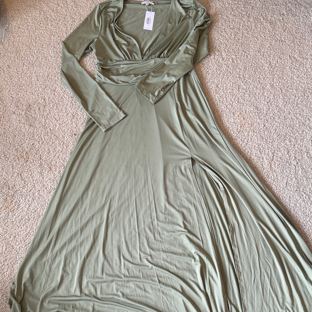 Sage Green Long Sleeve Dress